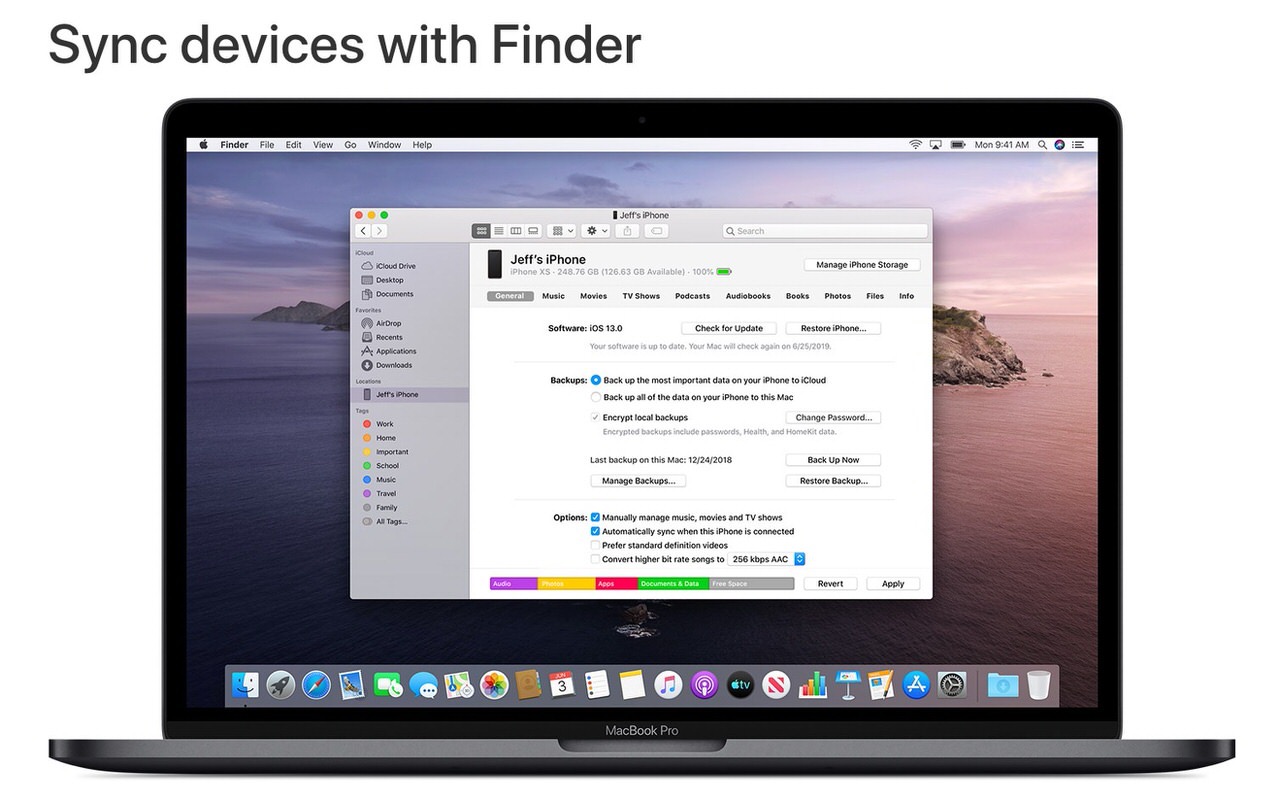 【macOS Catalina】iTunes分割によりiPhone/iPadの同期はMacのFinderで