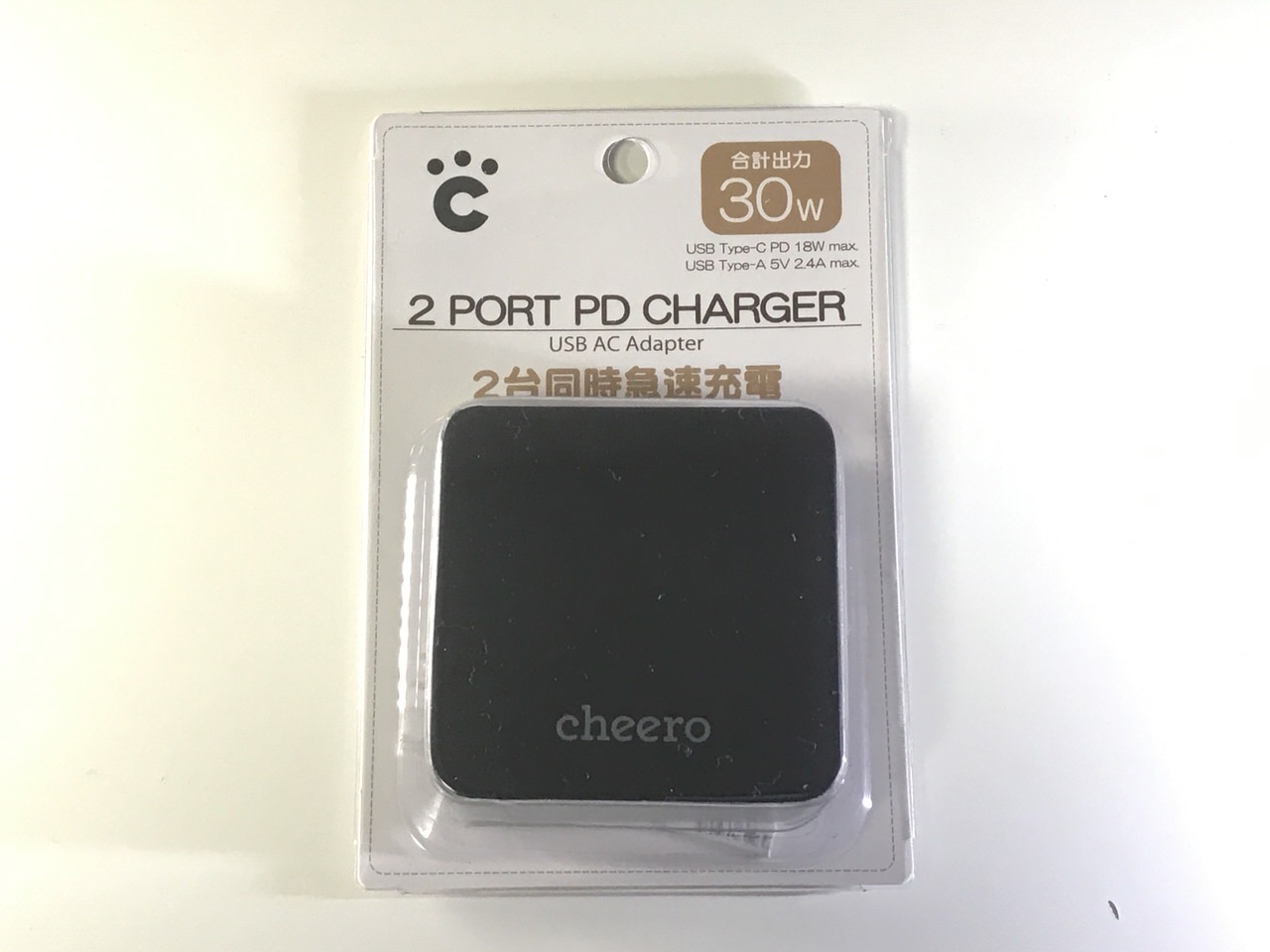 「cheero 2 port PD Charger ( PD 18W + USB ) 」1